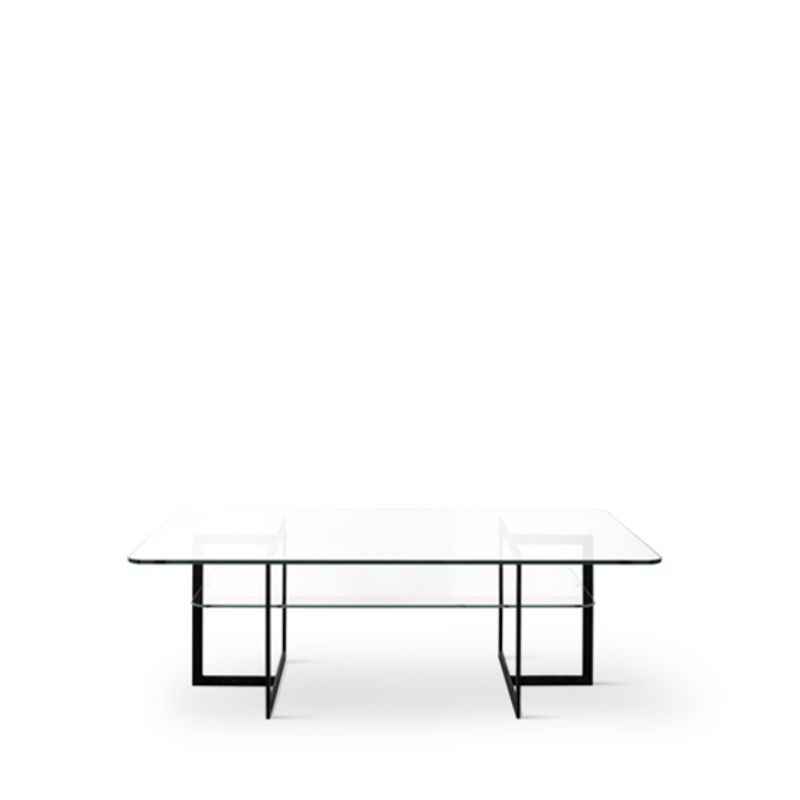Square sofabord med glassplater  mål: 140x80x45h  4565BLACK