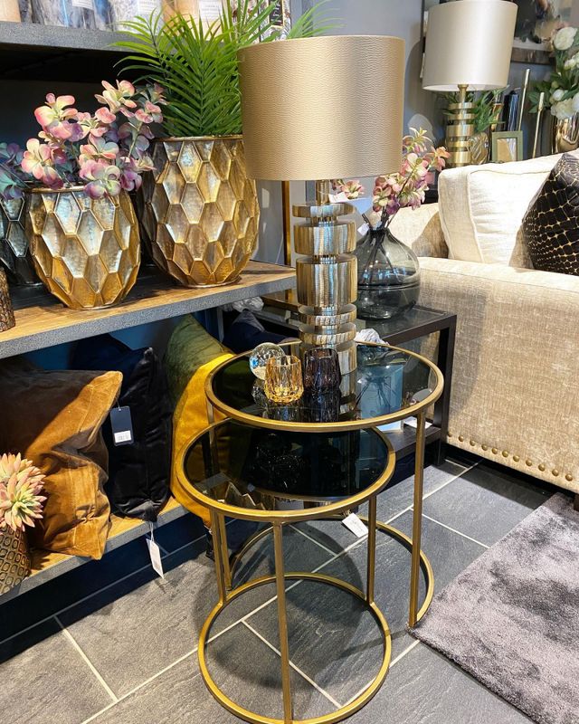 DUARTE glass smoke-gold  sidebord - lampebord 6724965