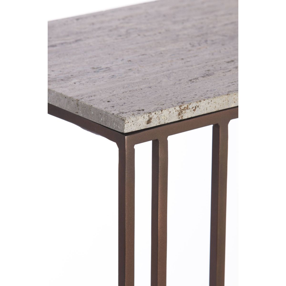 Side table 41x31x66 cm ROSHAN travertine brown+dark brown