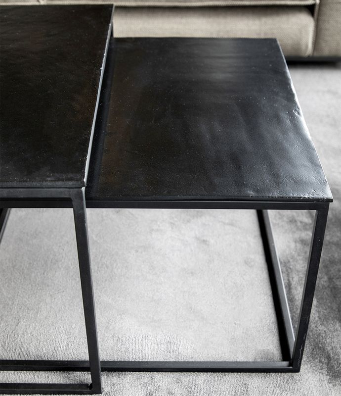 MILLE sofabord svart metall sett a 3  06-24719  130x69x42h 