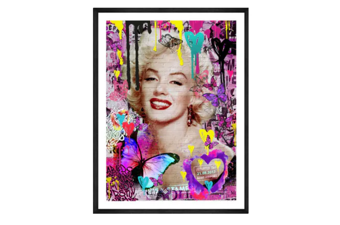 Hovedbilde Glass picture w/frame Street art Marilyn Monroe ...